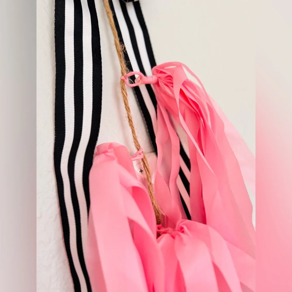 48” Set of 3 Elegant Pink & White Tassel Garland Streamers for Party, Wedding
